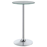 Best Furniture Outlet - Coaster - Abiline Round 24-inch Glass Top Bistro Bar Table Chrome - 120341